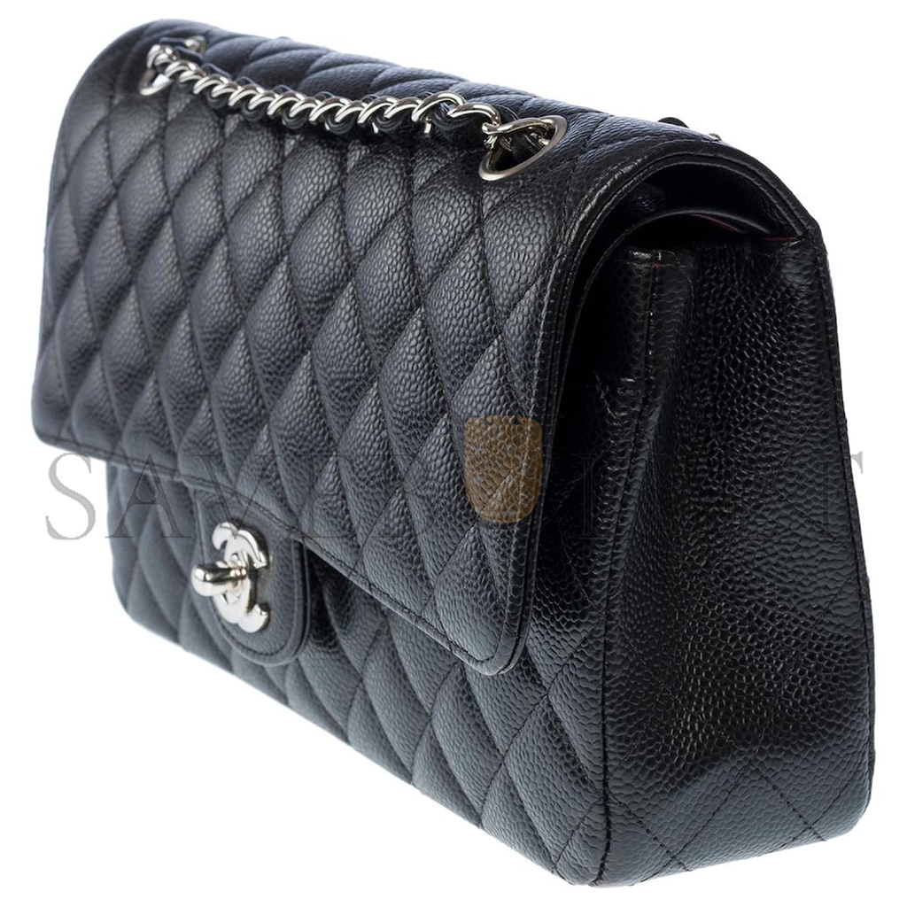 Ch*el master classic flap medium black cowhide caviar silver buckle (25.5*15.5*6.5cm)